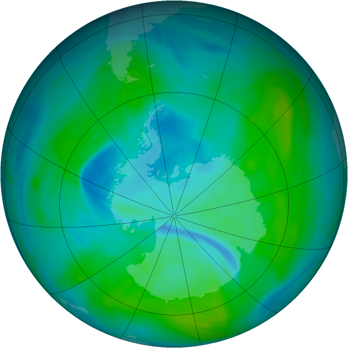 Antarctic ozone map for 30 December 2007